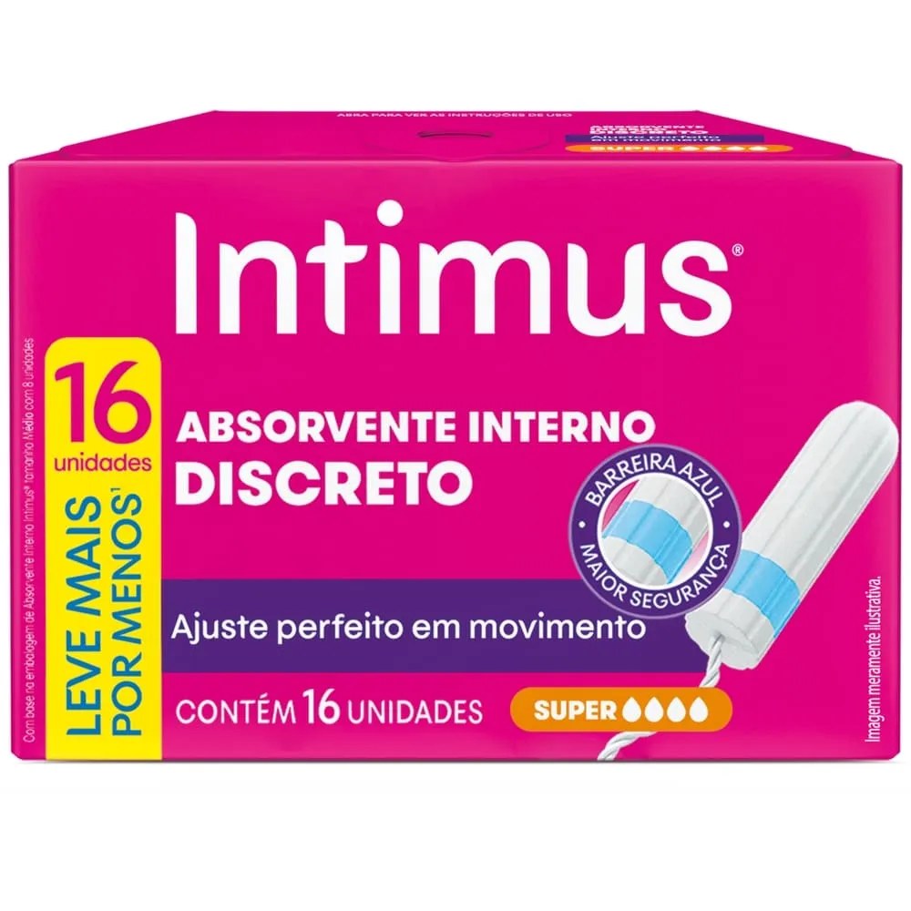 Absorvente Interno Intimus Discreto Super 16 Unidades — foto do produto em fundo branco