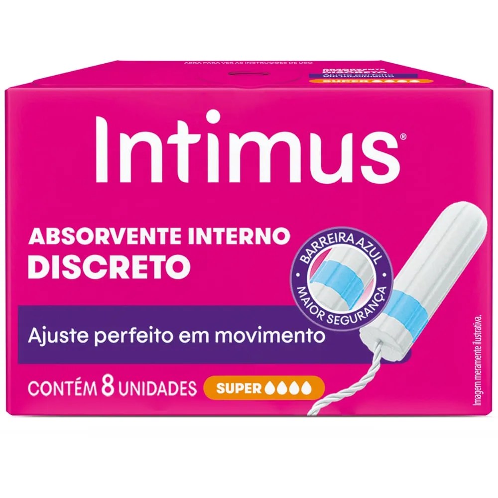 Absorvente Interno Intimus Discreto Super 8 Unidades — foto do produto em fundo branco