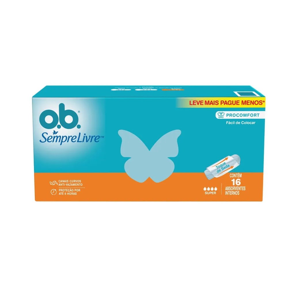 Absorvente Interno O.b. Sempre Livre Super 16 Unidades — foto do produto em fundo branco