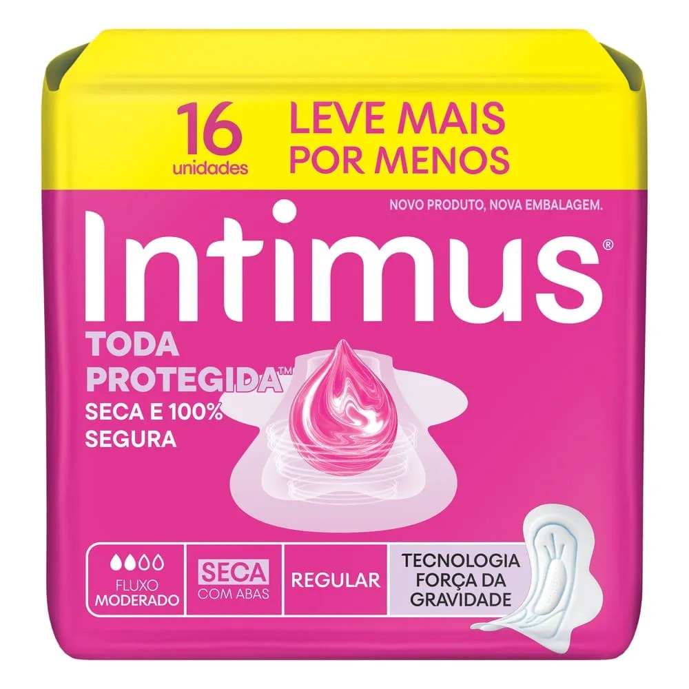 Absorvente Intimus Toda Protegida Com Abas Seca 16 Unidades — foto do produto em fundo branco