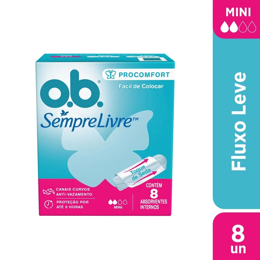 Absorvente O.b. Interno Pro Comfort Mini 8 Unidades — foto do produto em fundo branco
