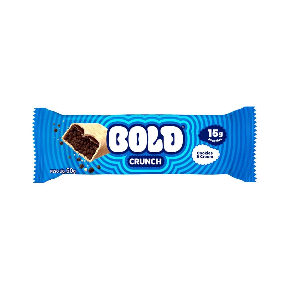 Barra De Proteina Bold Crunch Cookies E Cream 50g — foto do produto em fundo branco