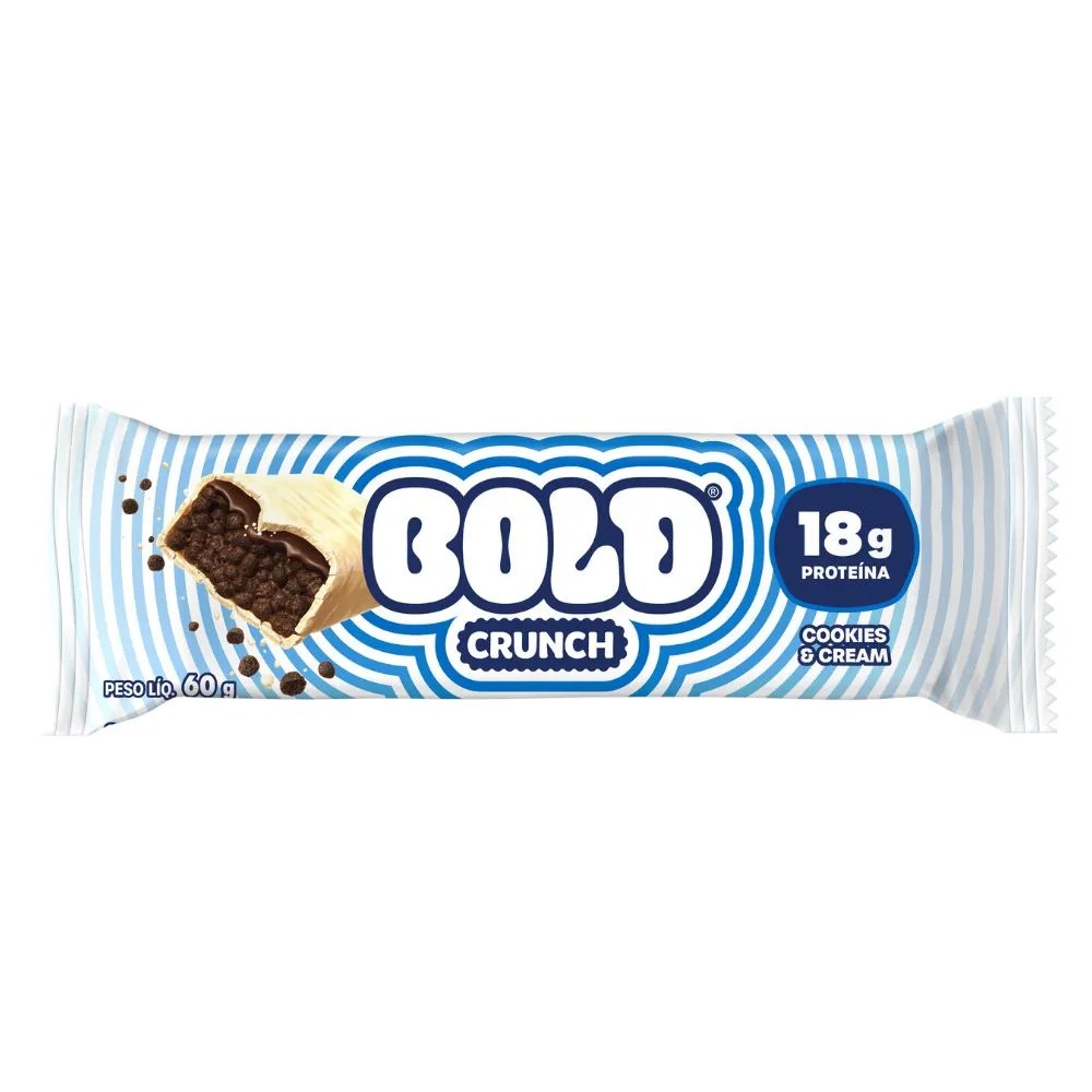 Barra De Proteína Bold Crunch Cookies E Cream 60g — foto do produto em fundo branco