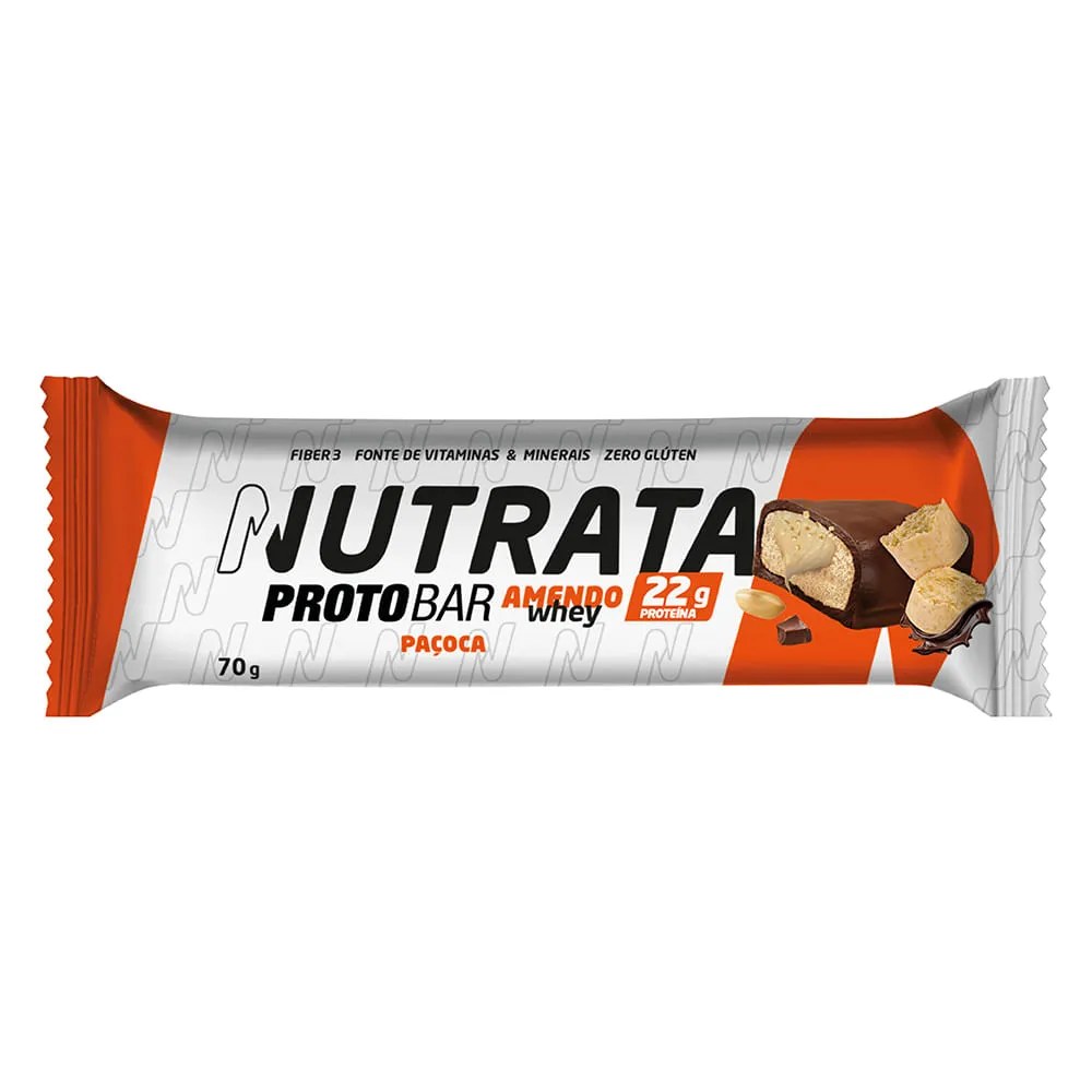 Barra De Proteína Nutrata Protobar Amendo Whey 70g — foto do produto em fundo branco