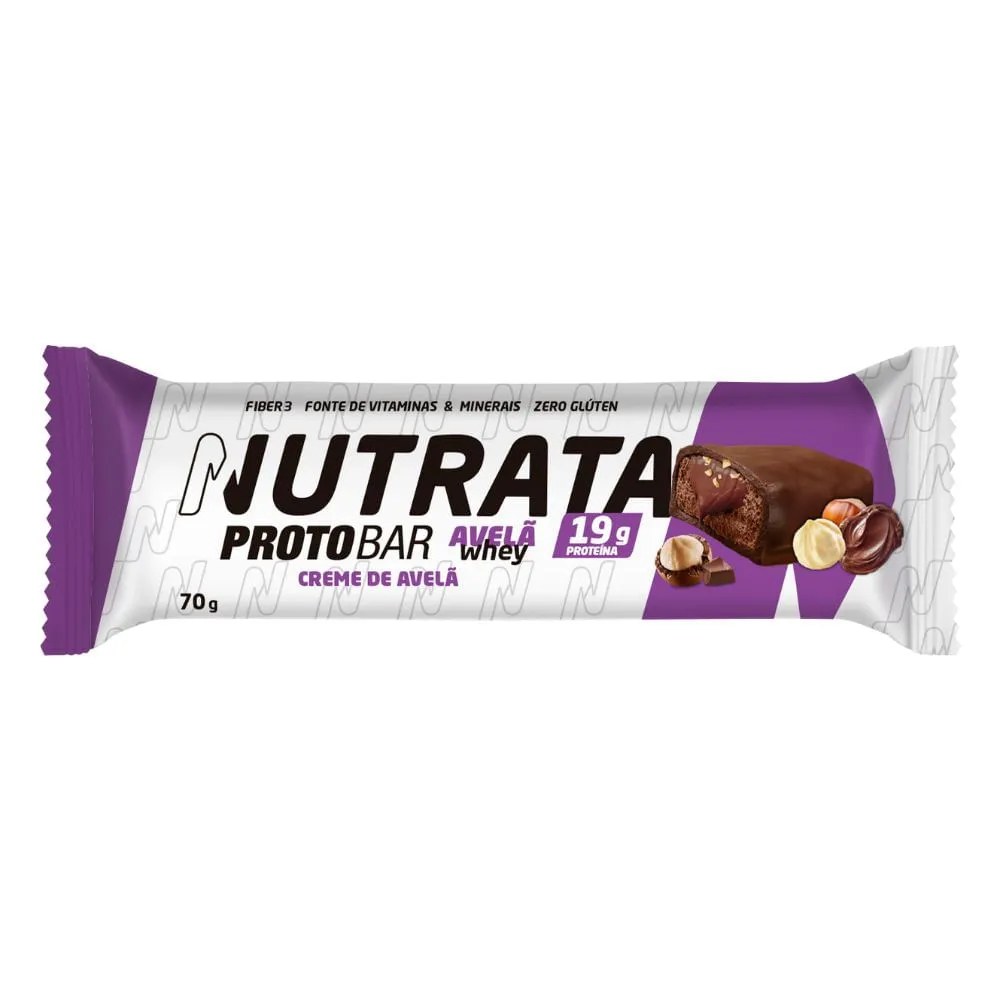 Barra De Proteína Nutrata Protobar Avelã Whey 70g — foto do produto em fundo branco