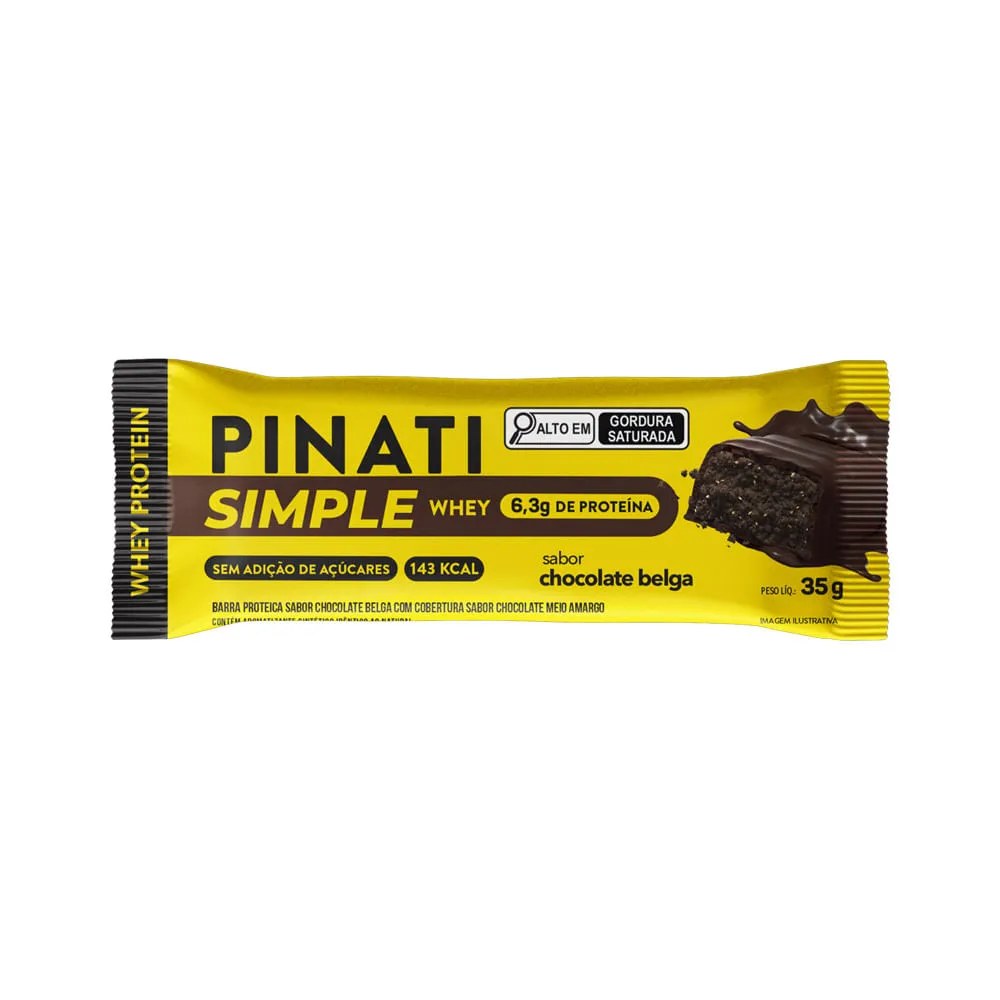 Barra De Proteina Pinati Simple Whey Chocolate Belga 35gr — foto do produto em fundo branco