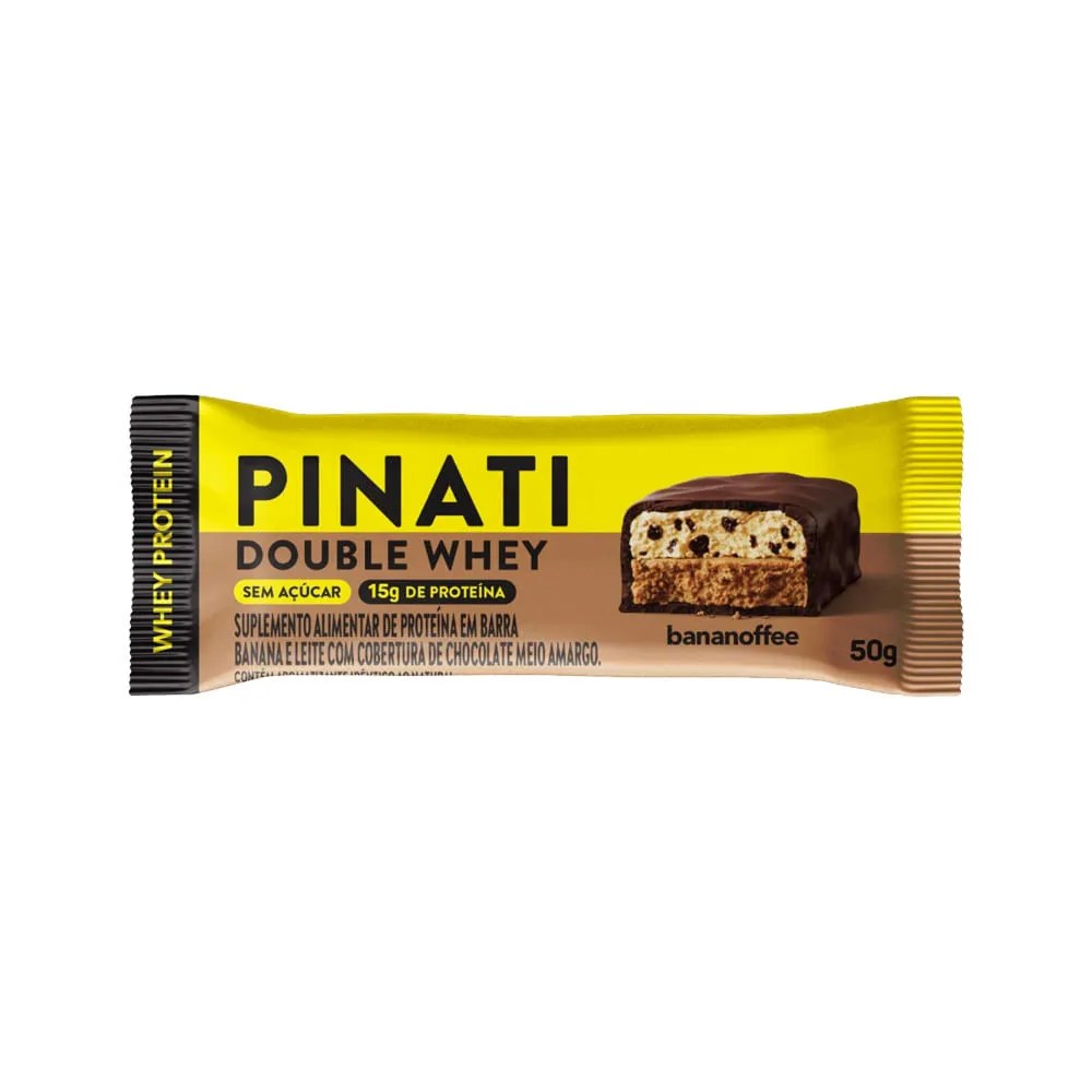 Barra Pinati Double Whey Bananoffee 50gr — foto do produto em fundo branco