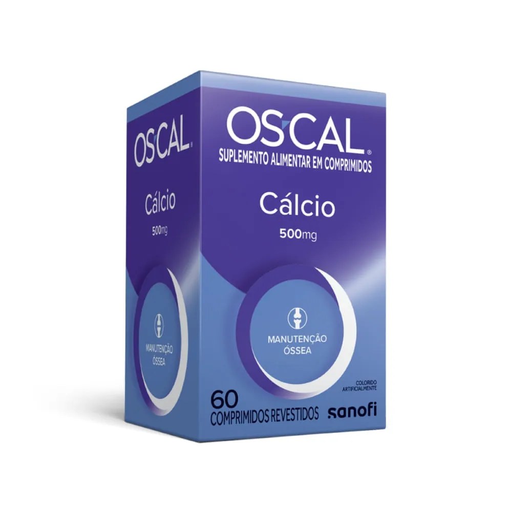 Cálcio 500mg Os-cal 60 Comprimidos — foto do produto em fundo branco