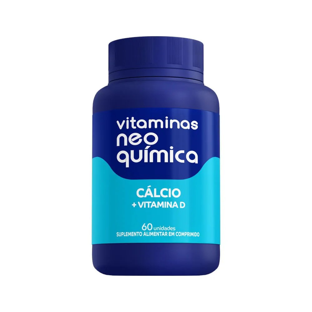 Calcio + Vitamina D Neo Quimica Com 60 Comprimidos — foto do produto em fundo branco