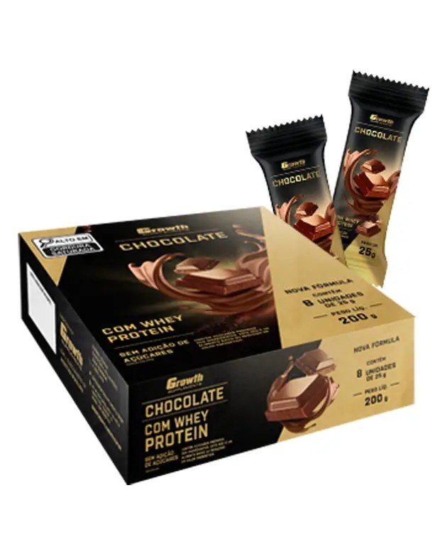 Chocolate Preto com Whey Protein Caixa com 8Un — foto do produto em fundo branco