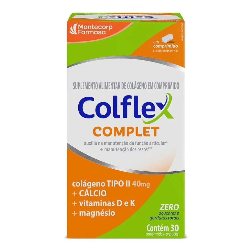 Colágeno Colflex Complet Tipo Ii + Cálcio + Magnésio + Vitamina D 30 Comprimidos — foto do produto em fundo branco