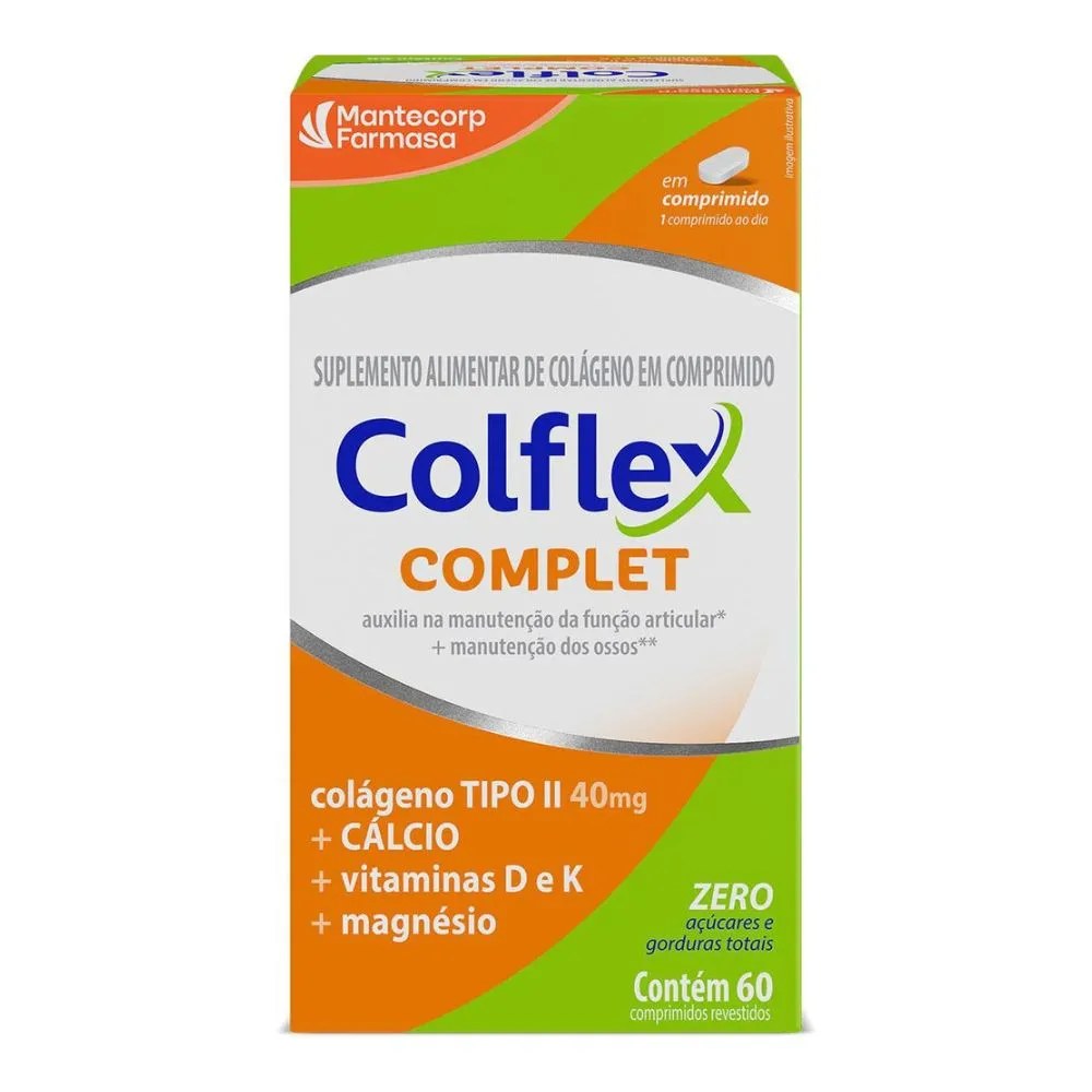 Colágeno Colflex Complet Tipo Ii + Cálcio + Magnésio + Vitamina D 60 Comprimidos — foto do produto em fundo branco