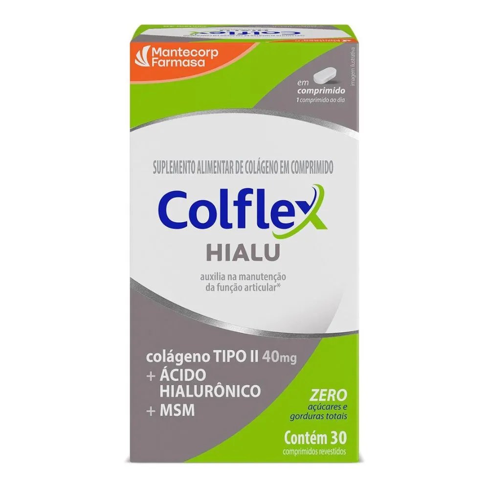 Colágeno Colflex Hialu Colágeno Tipo Ii + Ácido Hialurônico + Msm 30 Comprimidos — foto do produto em fundo branco