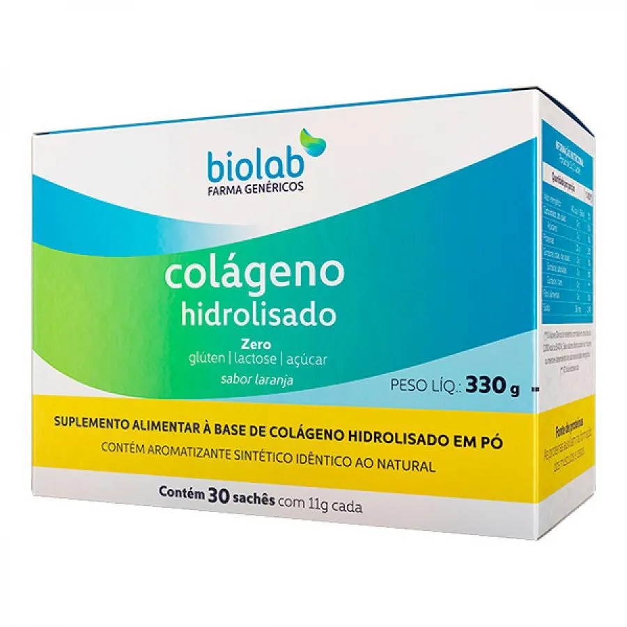 Colageno Hidrolisado Biolab Com 30 Saches De 11g — foto do produto em fundo branco