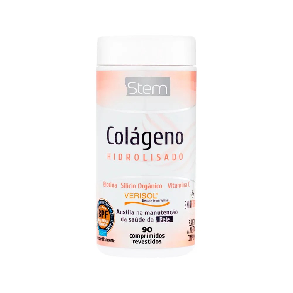 Colageno Hidrolisado Verisol Com 90 Comprimidos Revestidos Stem — foto do produto em fundo branco