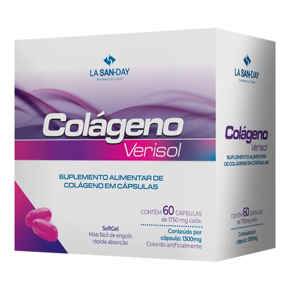 Colágeno Lasanday Verisol 1750mg Com 60 Cápsulas — foto do produto em fundo branco