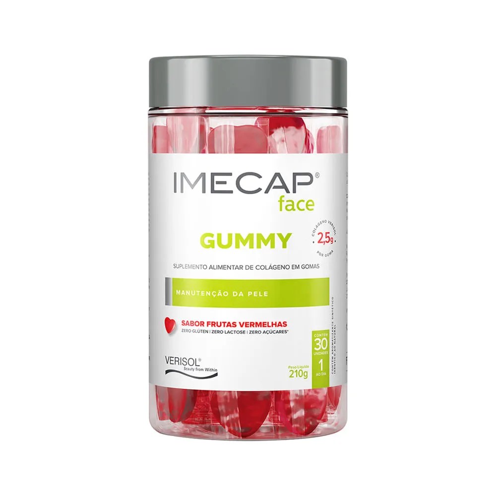 Colágeno Verisol Em Gomas Imecap Face Gummy Frutas Vermelhas 30 Unidades — foto do produto em fundo branco