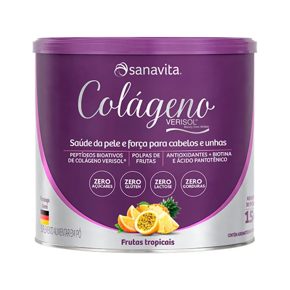 Colageno Verisol Sanavita Frutas Tropicais 150g — foto do produto em fundo branco