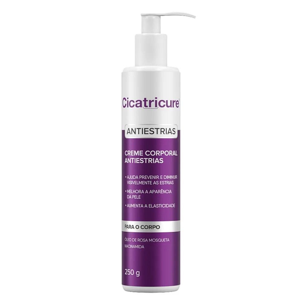 Creme Corporal Antiestrias Com Óleo De Rosa Mosqueta E Niacinamida Cicatricure 250g — foto do produto em fundo branco