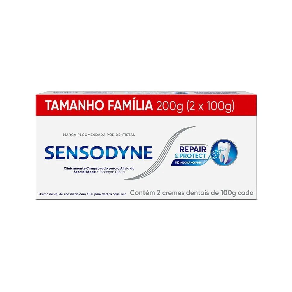 Creme Dental Sensodyne Com 2x100gr Repair E Protect — foto do produto em fundo branco