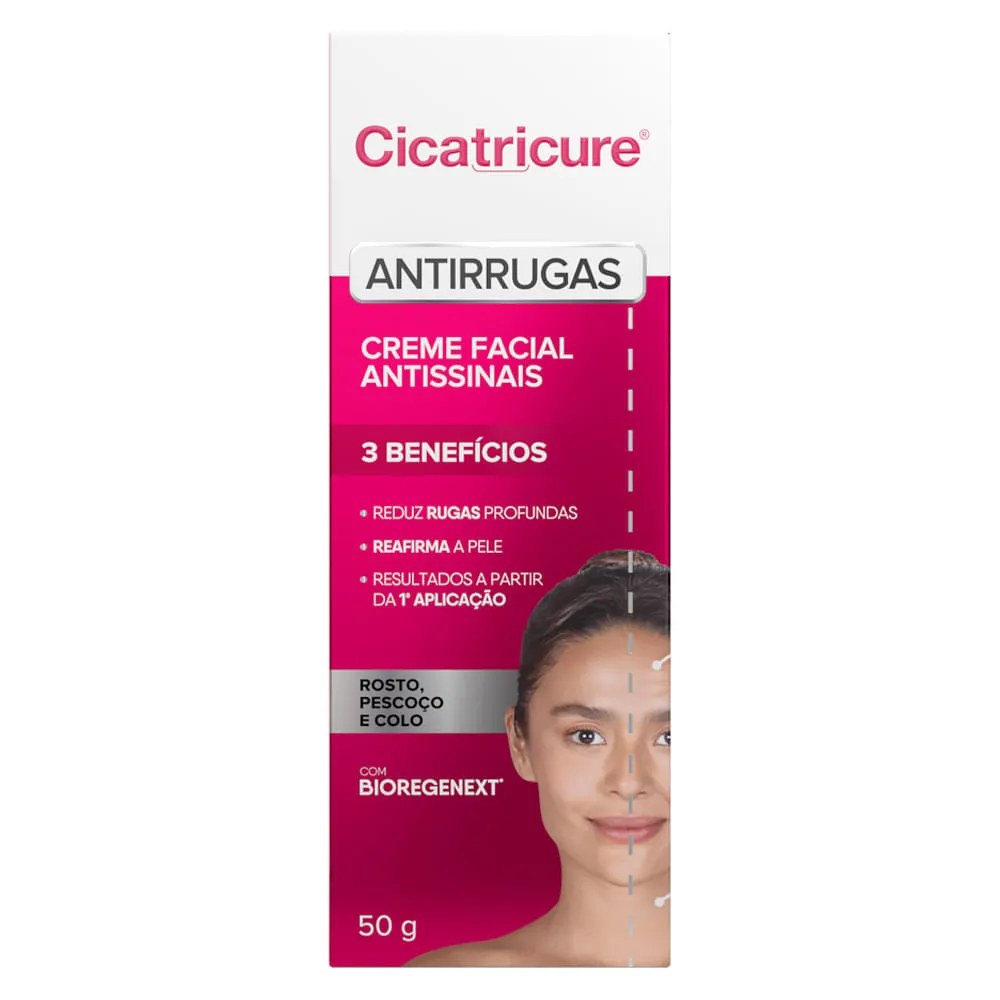 Creme Facial Antirrugas E Antissinais Cicatricure 50g — foto do produto em fundo branco