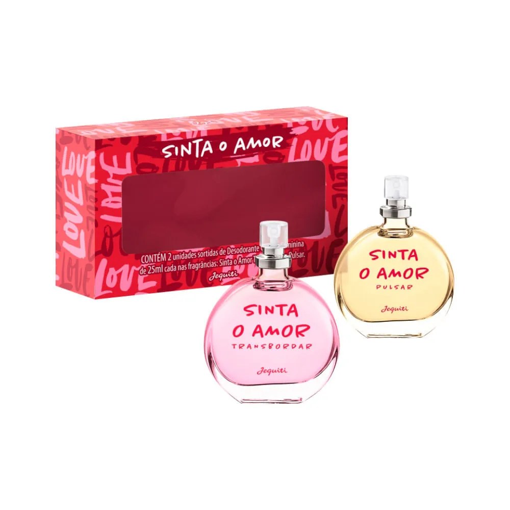 Deo Colonia Jequiti Sinta O Amor Feminino 25ml Transbordar + 25ml Pulsar — foto do produto em fundo branco