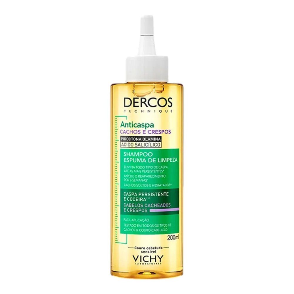 Dercos Shampooo Anticaspa Cabelos Cacheados E Crespos 200ml — foto do produto em fundo branco