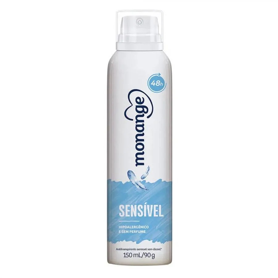 Desodorante Feminino Aerossol Monange Sensível 150ml — foto do produto em fundo branco