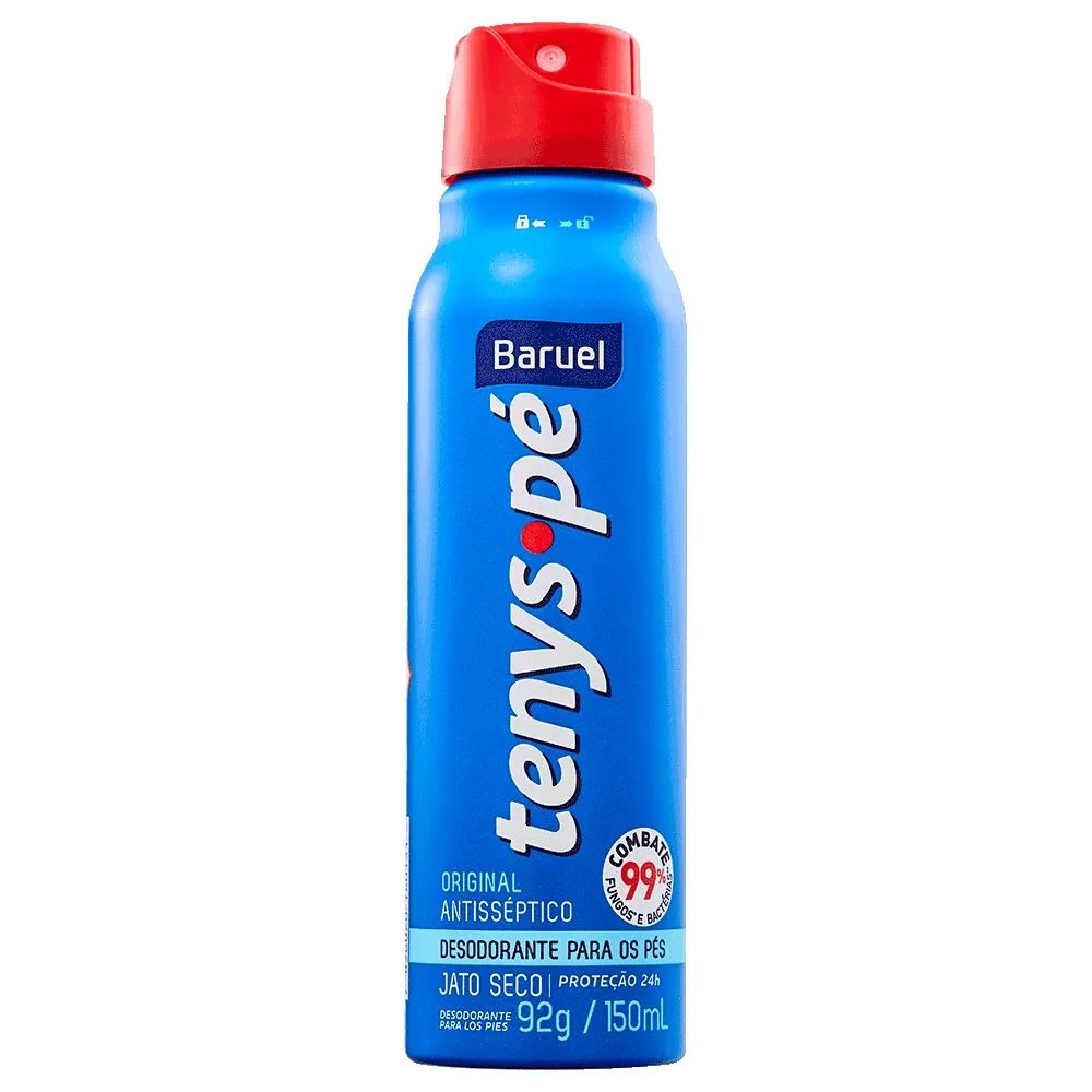 Desodorante Jato Seco Para Os Pés Tenys Pé Baruel Original 150ml — foto do produto em fundo branco