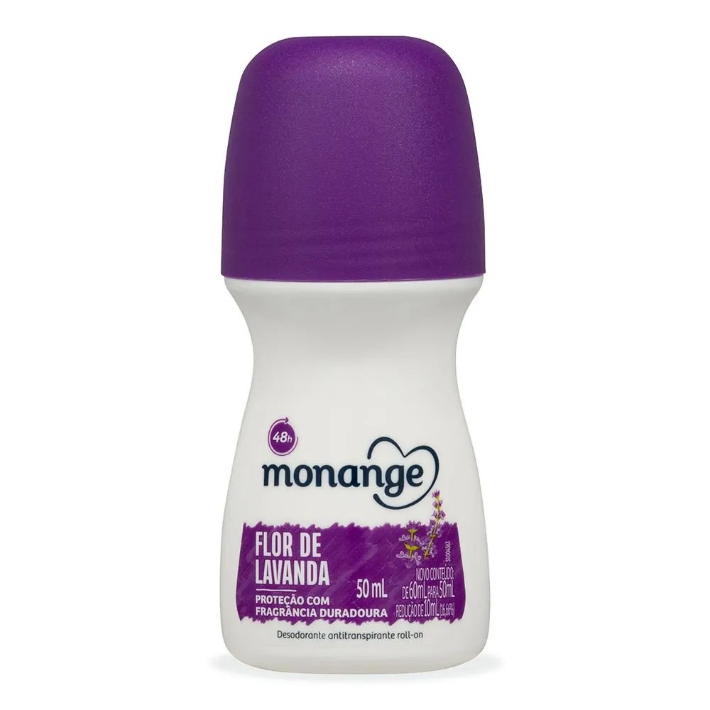 Desodorante Monange Feminino 50ml Roll On Flor De Lavanda — foto do produto em fundo branco