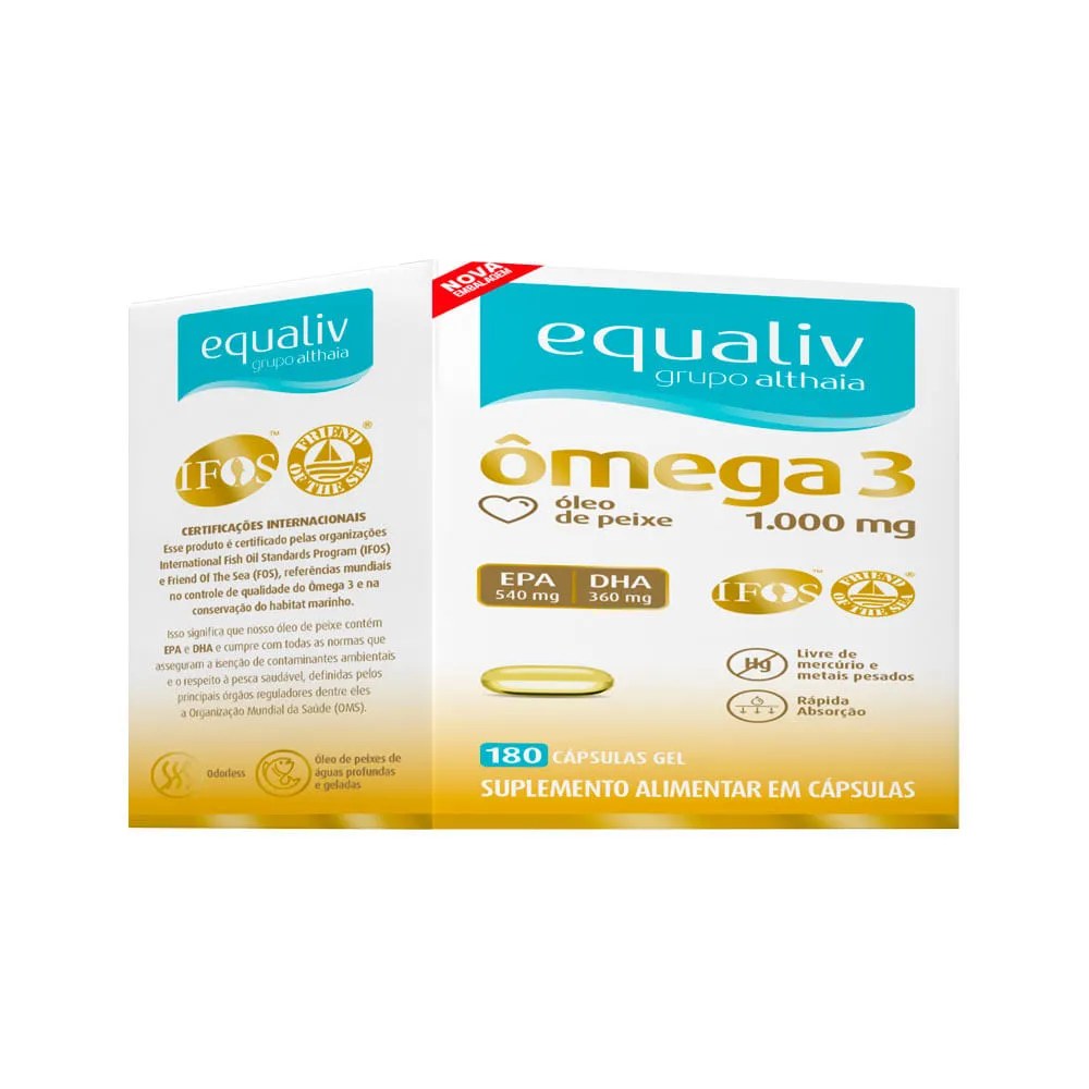 Equaliv Omega 3 1000mg Com 180 Capsulas Althaia — foto do produto em fundo branco
