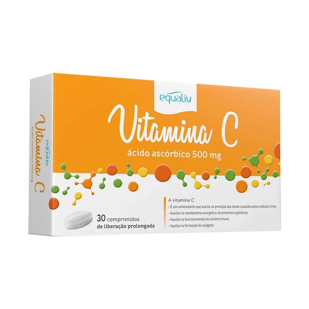 Equaliv Vitamina C 500mg 30 Comprimidos De Liberação Prolongada — foto do produto em fundo branco