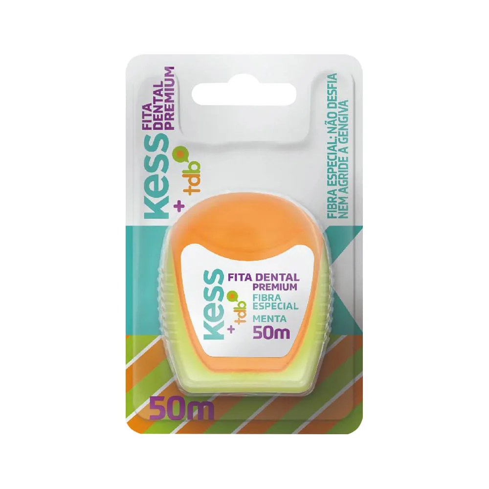 Fita Dental Premium Kess + Tab Menta 50m — foto do produto em fundo branco