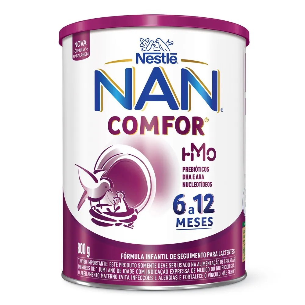 Fórmula Infantil Nan Comfor Hmo 6 A 12 Meses 800g — foto do produto em fundo branco