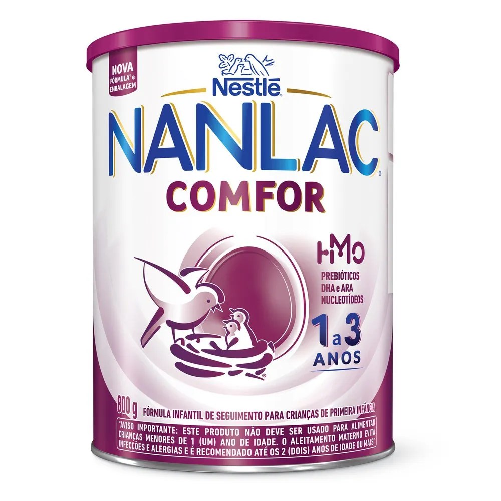 Fórmula Infantil Nanlac Comfor Hmo 1 A 3 Anos 800g — foto do produto em fundo branco