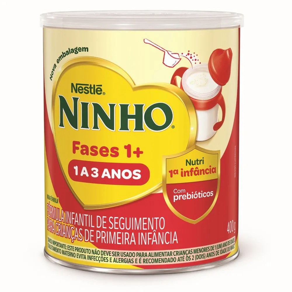 Formula Infantil Ninho Fases 1+ Primeira Infancia 1 A 3 Anos 400g — foto do produto em fundo branco