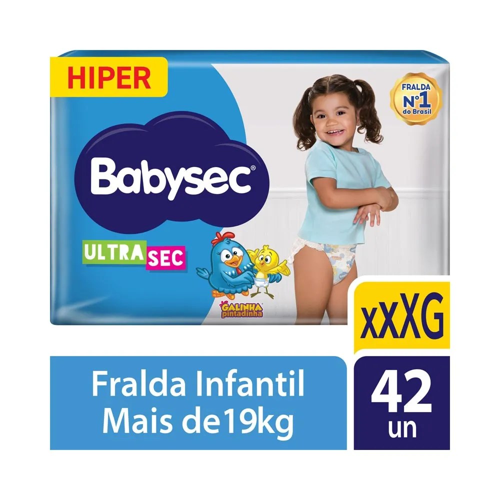 Fralda Babysec Galinha Pintadinha Xxxg Ultrasec Hiper Com 42 Unidades — foto do produto em fundo branco