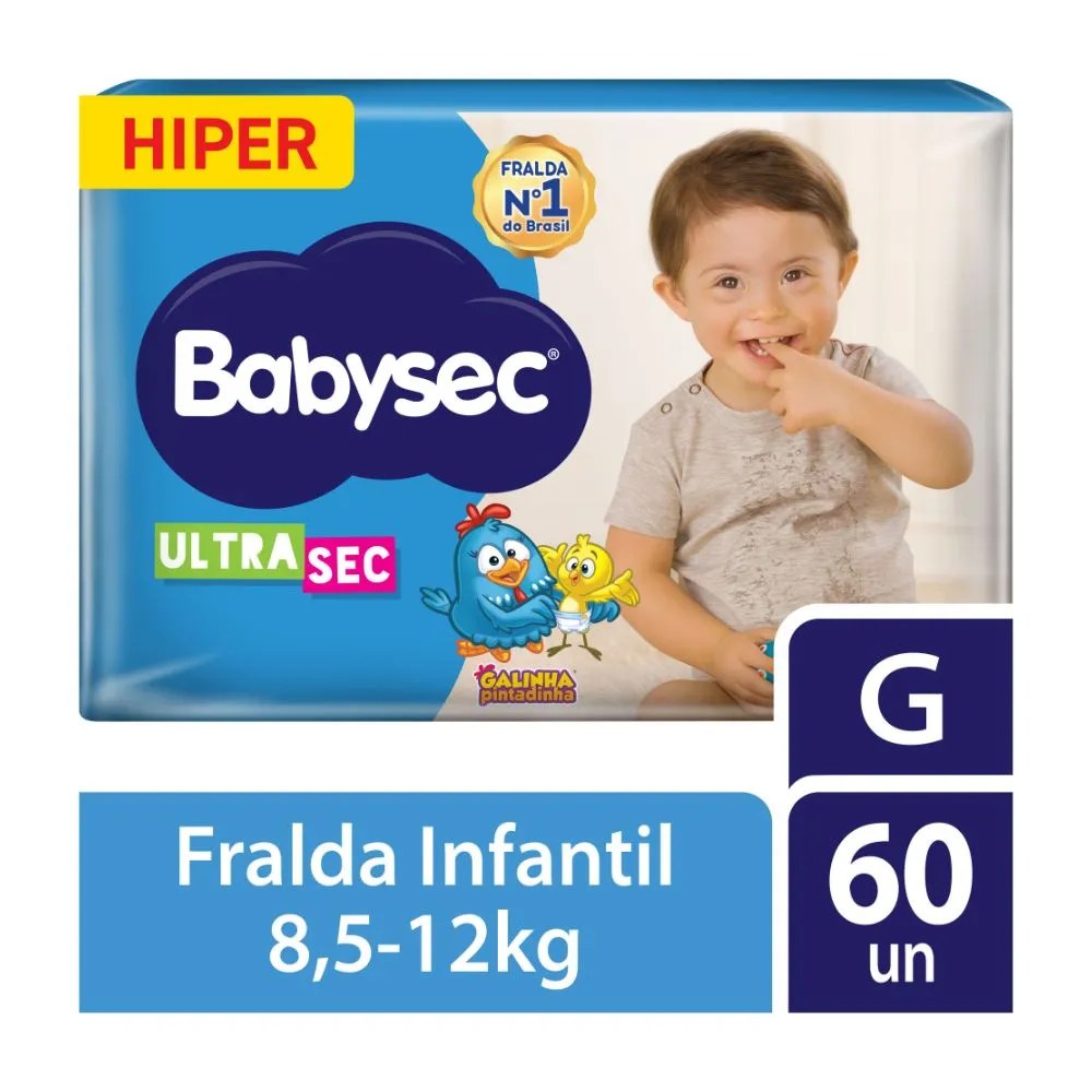 Fralda Babysec Ultrasec Galinha Pintadinha Hiper G 60 Unidades — foto do produto em fundo branco