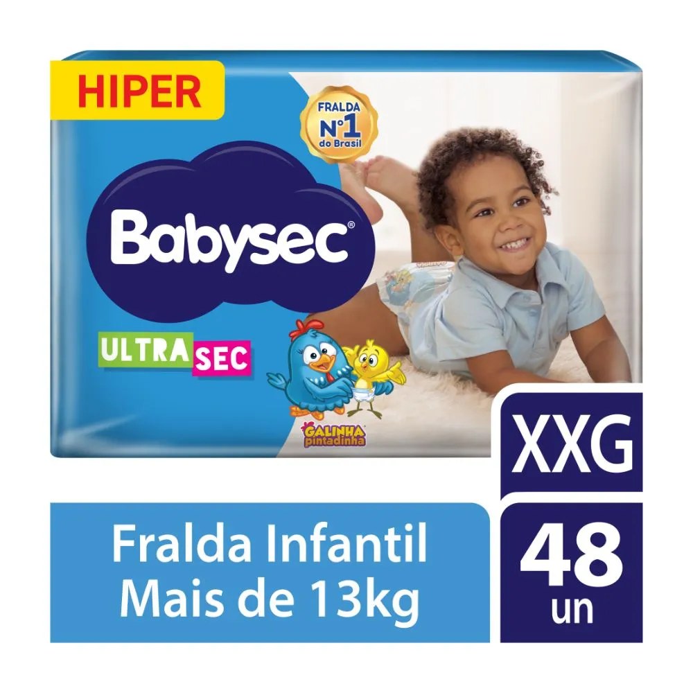 Fralda Babysec Ultrasec Galinha Pintadinha Hiper Xxg 48 Unidades — foto do produto em fundo branco