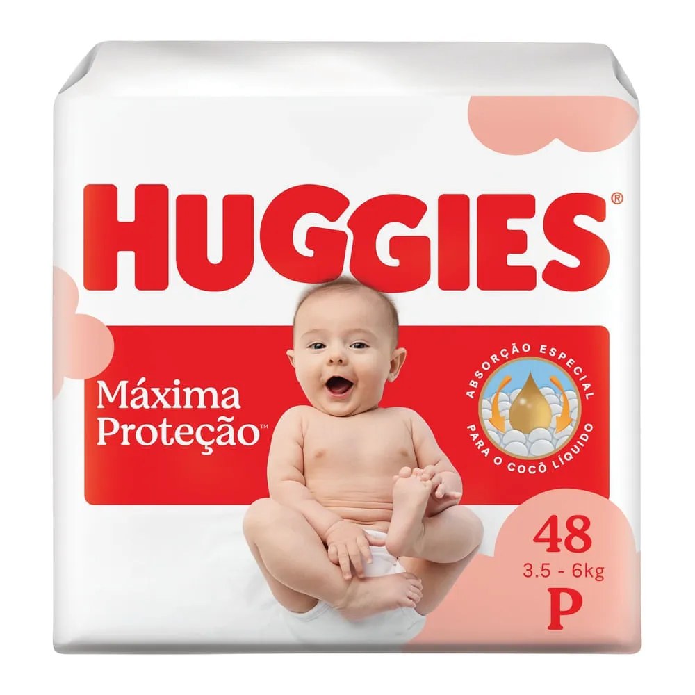 Fralda Huggies P Máxima Proteção 48 Unidades — foto do produto em fundo branco