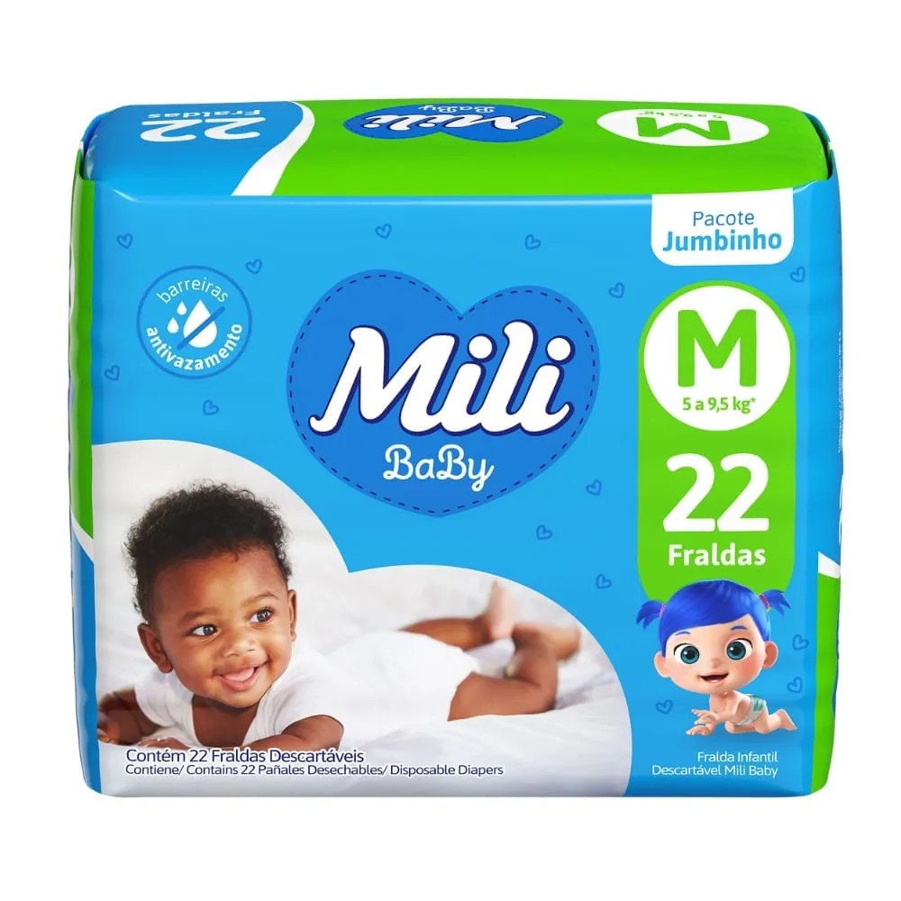 Fralda Mili Ultra Seca M Jumbinho 22 Unidades — foto do produto em fundo branco