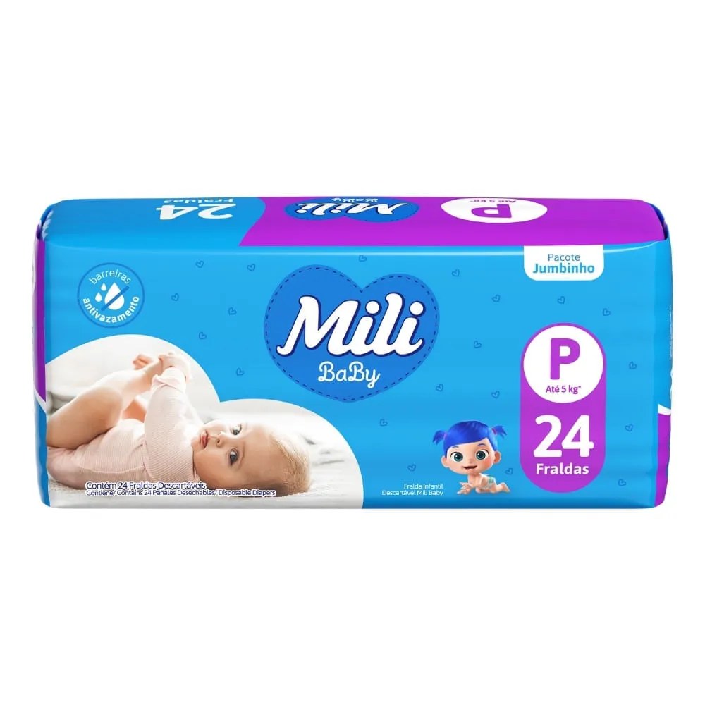 Fralda Mili Ultra Seca P Jumbinho 24 Unidades — foto do produto em fundo branco
