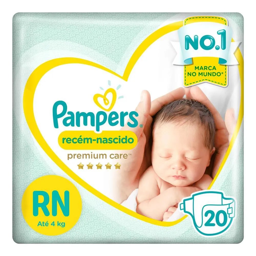 Fralda Pampers Premium Care Rn Com 20 Unidades — foto do produto em fundo branco