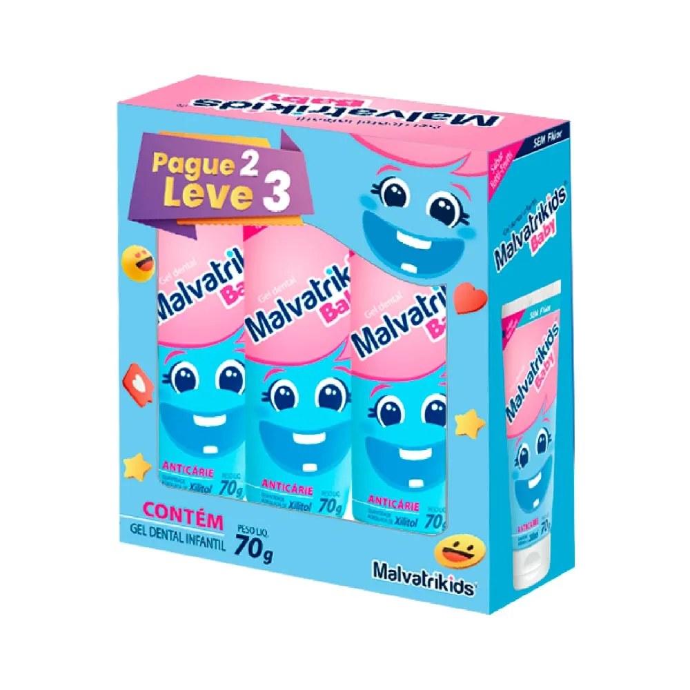 Gel Dental Malvatrikids 70gr Leve 3 Pague 2 Baby Especial — foto do produto em fundo branco