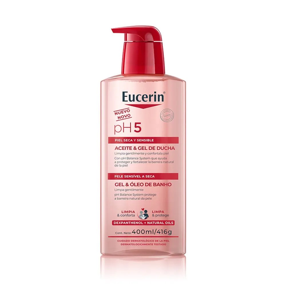 Gel E Óleo De Banho Eucerin Ph5 Pele Seca 400ml — foto do produto em fundo branco