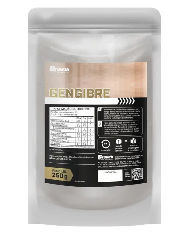 Gengibre Em Pó 250g — foto do produto em fundo branco