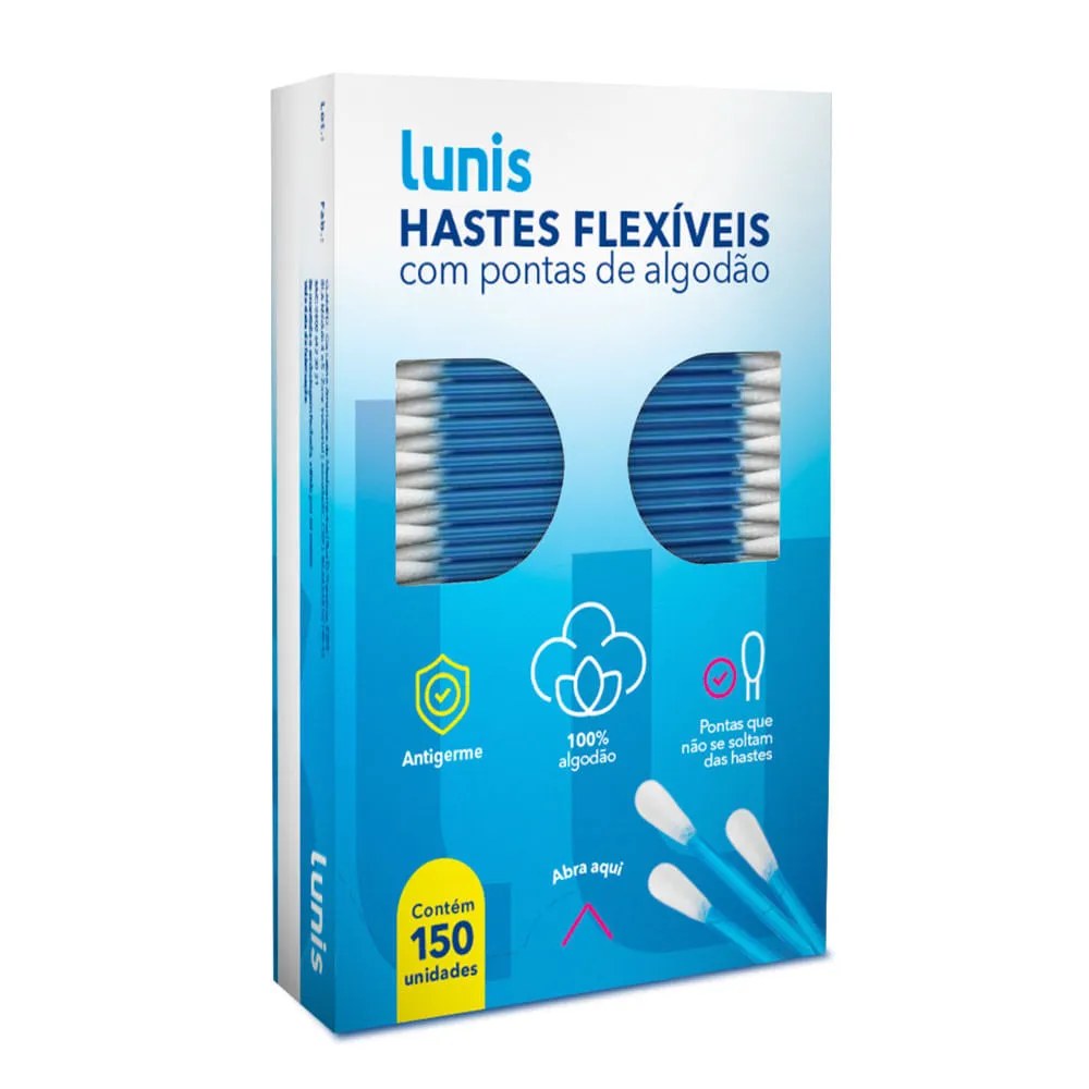 Hastes Flexiveis Lunis Com 150 Unidades — foto do produto em fundo branco