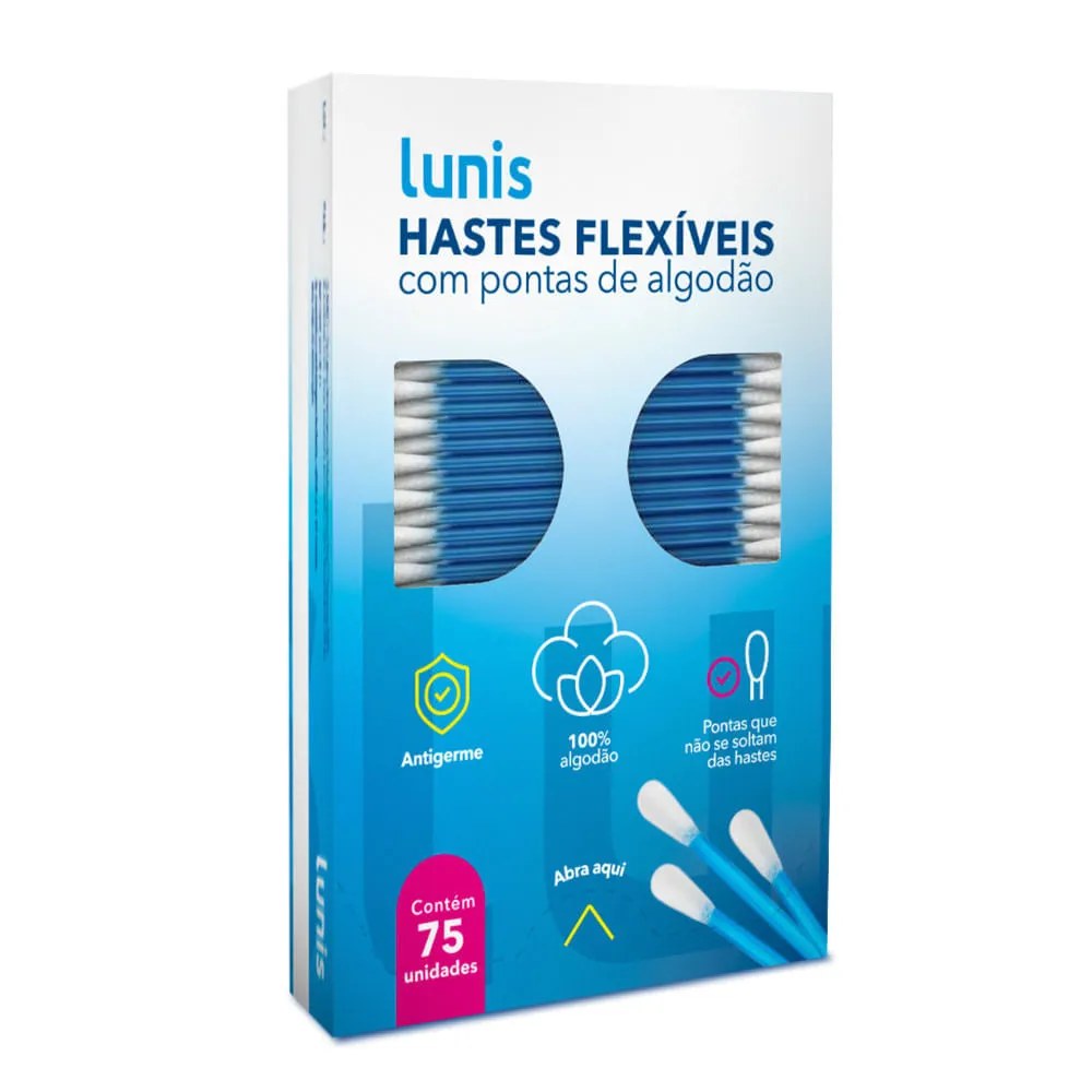 Hastes Flexíveis Lunis Com 75 Unidades — foto do produto em fundo branco