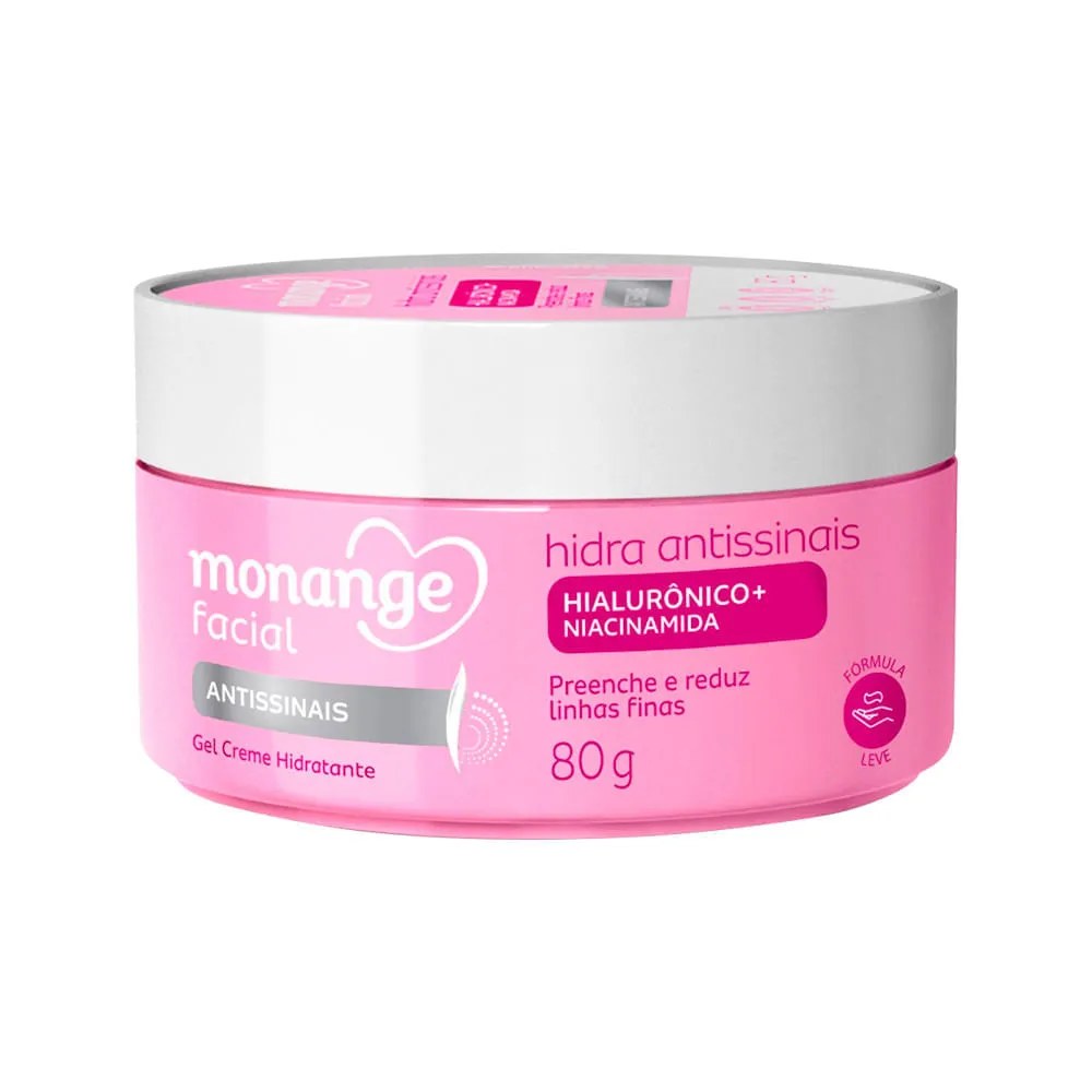 Hidratante Monange Facial 80gr Gel Creme Hidra Antissinais — foto do produto em fundo branco