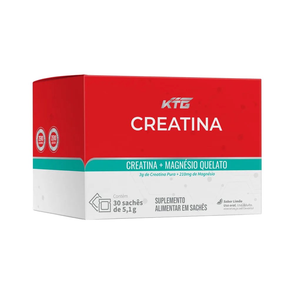 Katigua Creatina + Magnesio Quelato Com 30x5,1gr Saches Limao — foto do produto em fundo branco